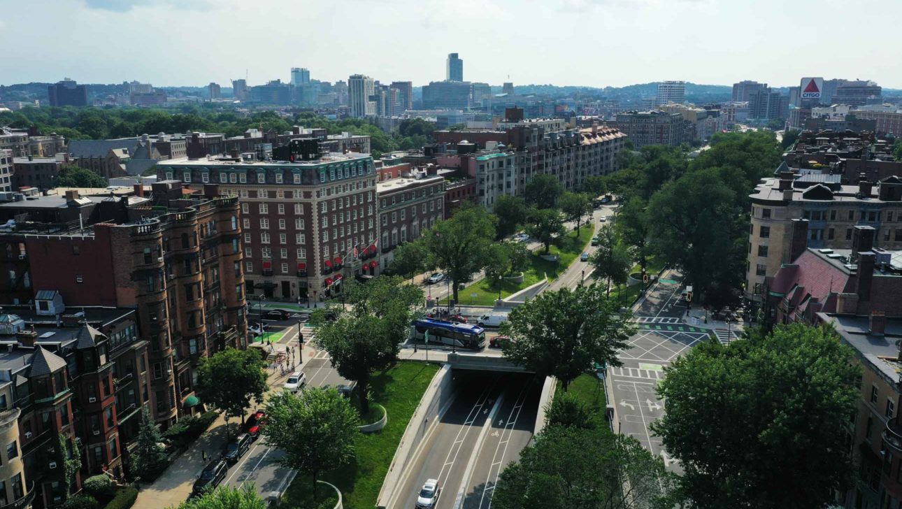 Boston Greenery Aerial View Highway.